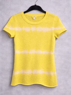 J.Crew 100% Cashmere Tie Dye Sweater XS Yellow Soft Luxury